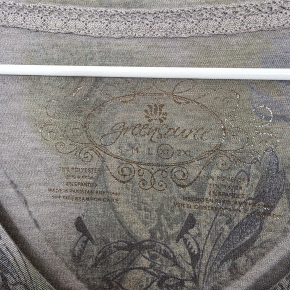 Greensource Gray Beaded Patterned Y2K Grunge Studded Long Sleeve Shirt Size XL - Picture 3 of 5